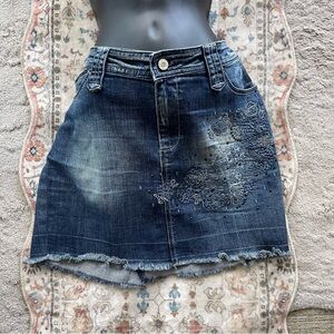 Versace Jeans Couture Y2K Embroidered A-Line Mini Skirt